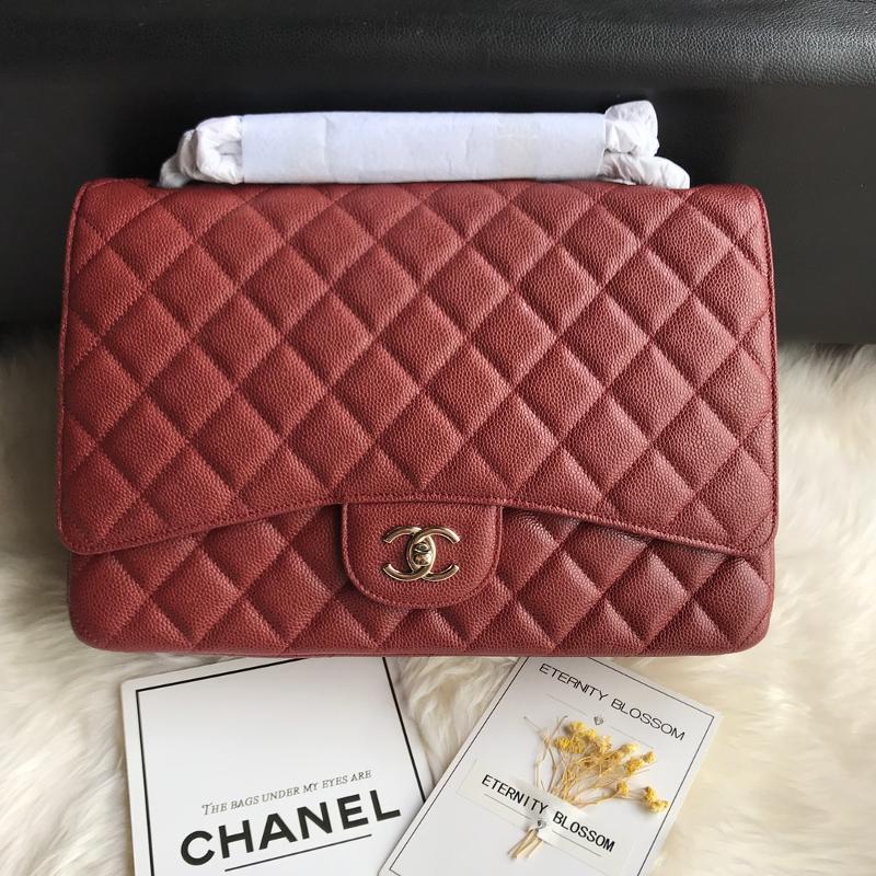 Chanel 2.55 Classic A58601 Ball Pattern Silver Buckle Wine Red